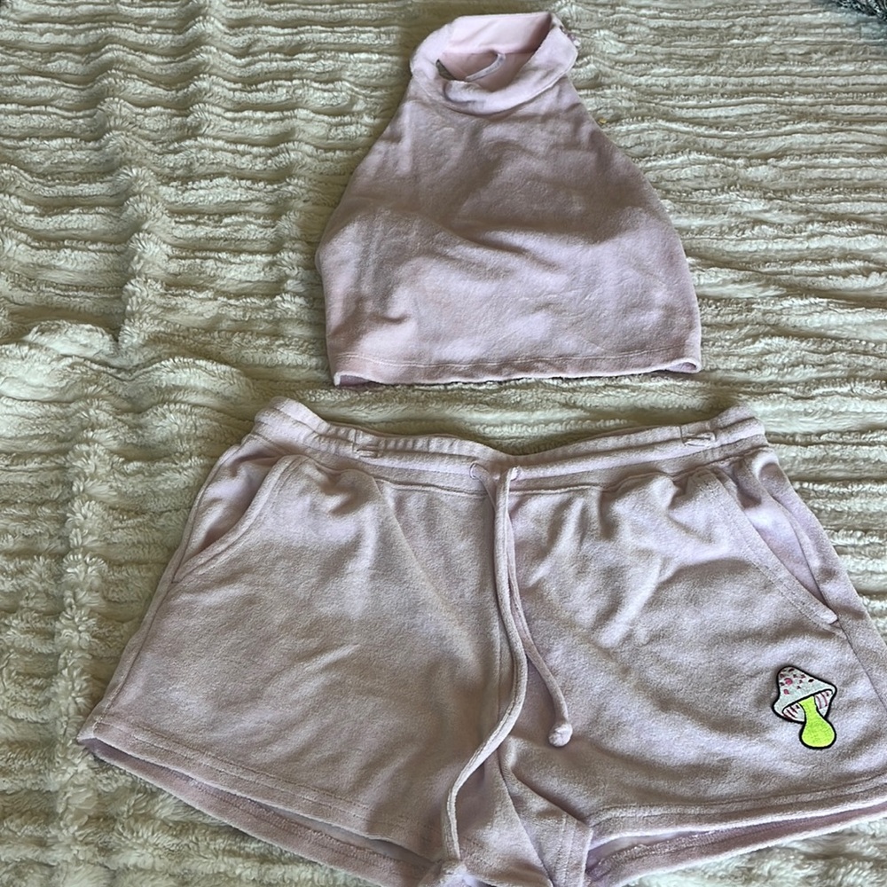 Vanessa Hudgens Pink mushroom fabletics set